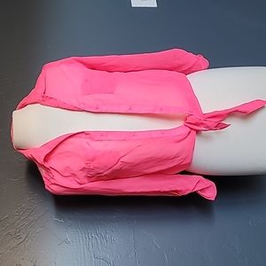 Button Up Lei Sheer Hot Pink Top EUC